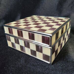 Mackenzie-Childs Courtly Check Silver Plated Trinket Box - NEW IN BOX!